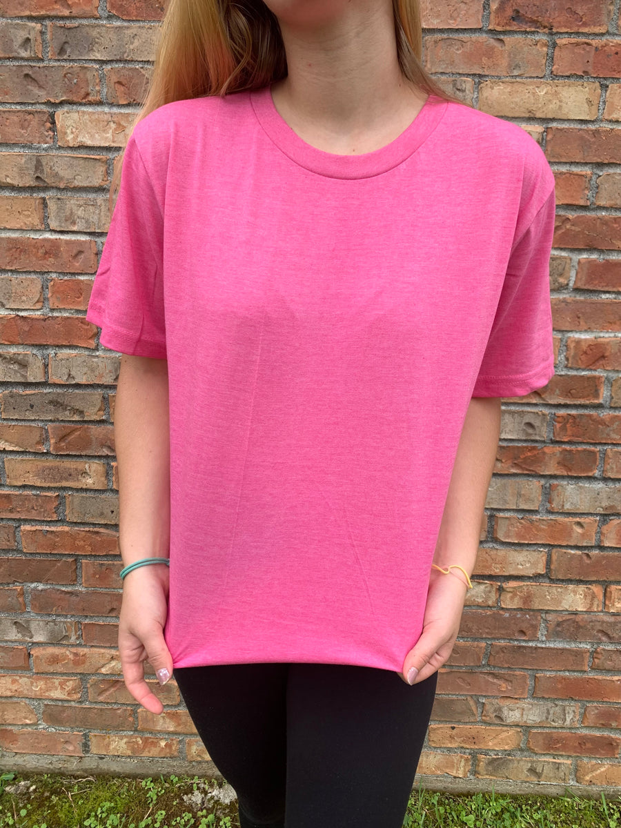 Heather Pink Tee Shirt – LuckyBird Blanks, Inc.