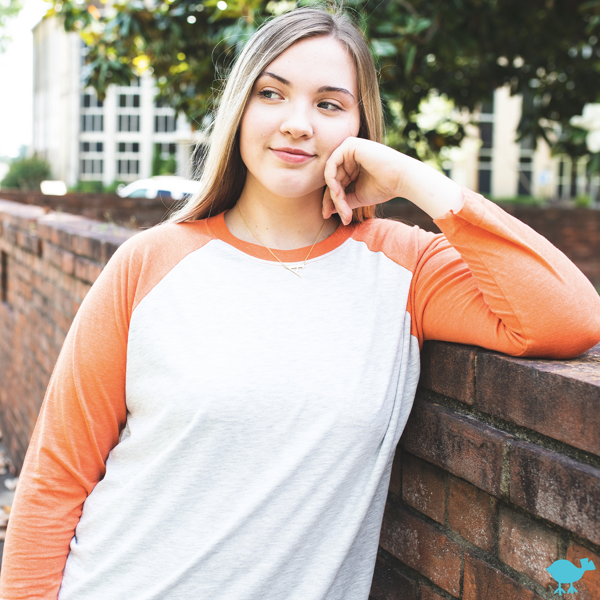  ORANGE FOX Custom Brown Orange Raglan White Blue