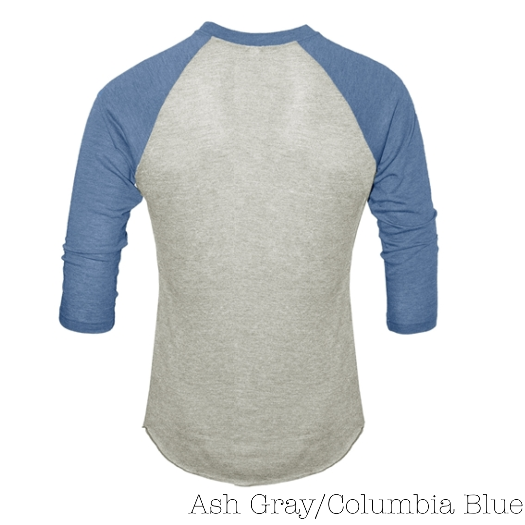 Columbia Blue Tri-Blend 3/4 Sleeve Raglan