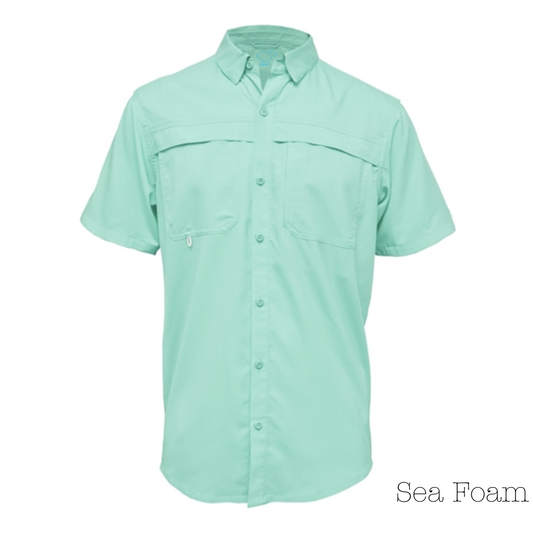 Sea Foam Men's Vented Button-Up Shirt