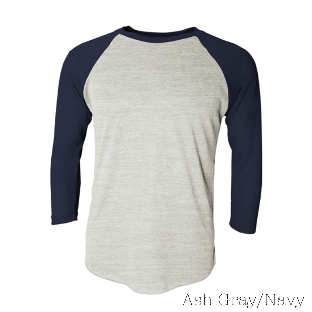 Navy Tri-Blend 3/4 Sleeve Raglan