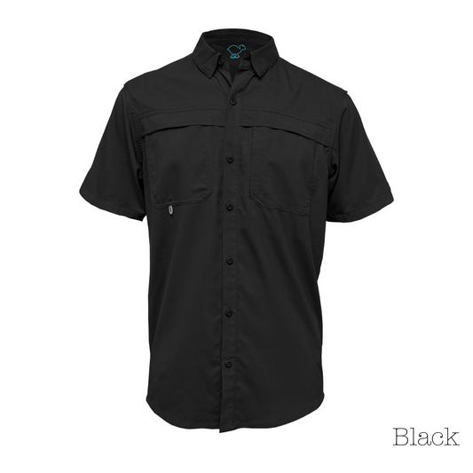 Black Men's Vented Button-Up Shirt