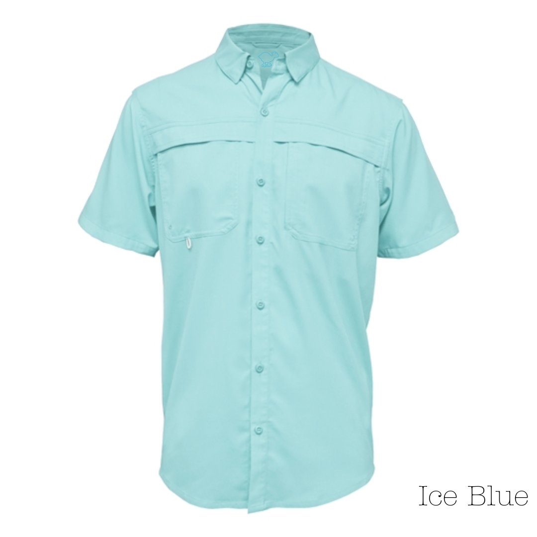 Ice Blue Men's Vented Button-Up Shirt