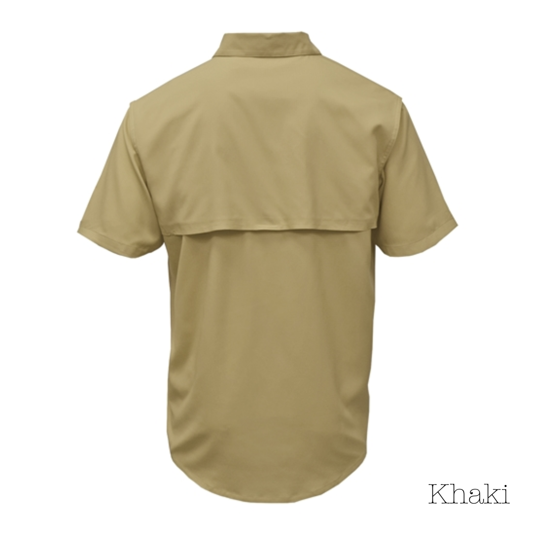 Khaki Men's Vented Button-Up Shirt