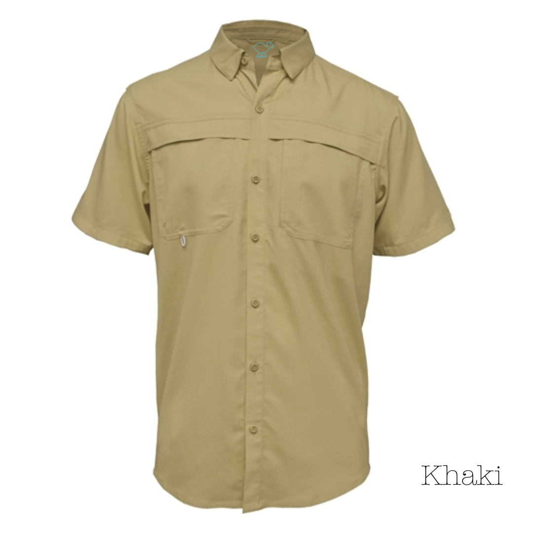 Khaki Men's Vented Button-Up Shirt