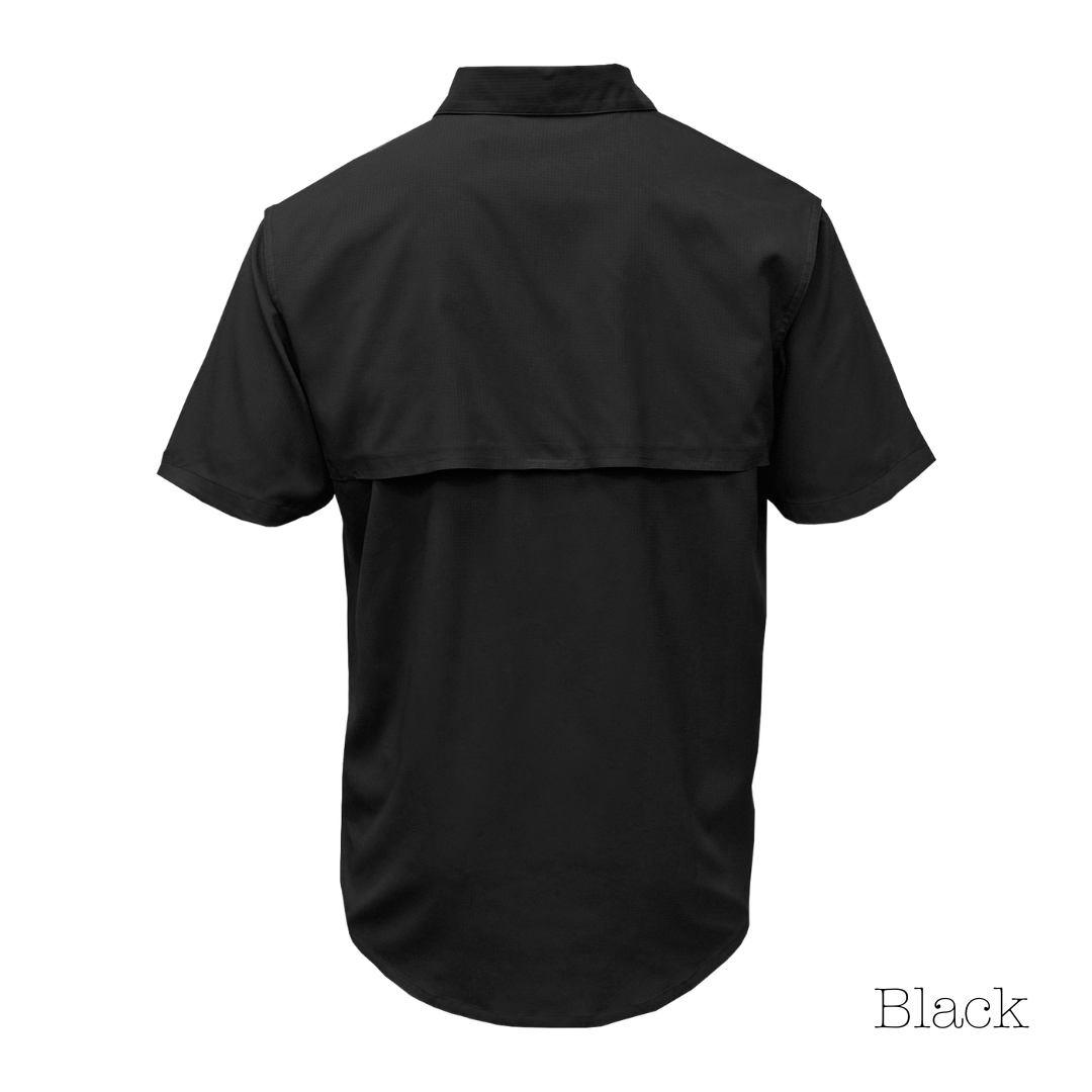 Black Men's Vented Button-Up Shirt