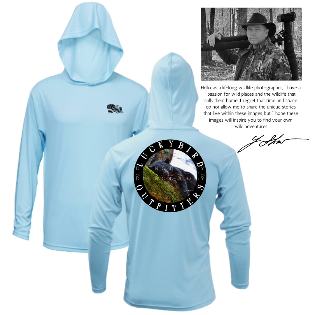 LuckyBird Outfitters Performance Hoodie with Black Bear Print