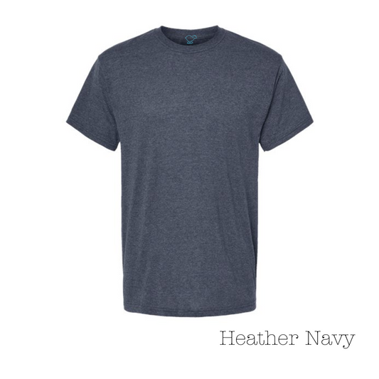 Heather Navy 50% Cotton / 50% Polyester Short Sleeve Tee