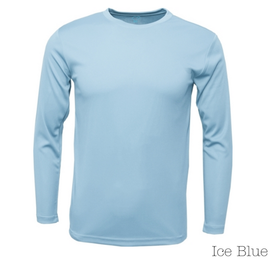 Ice Blue 100% Polyester Youth Long Sleeve Tee